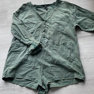 Urban Outfitters long sleeve green romper
